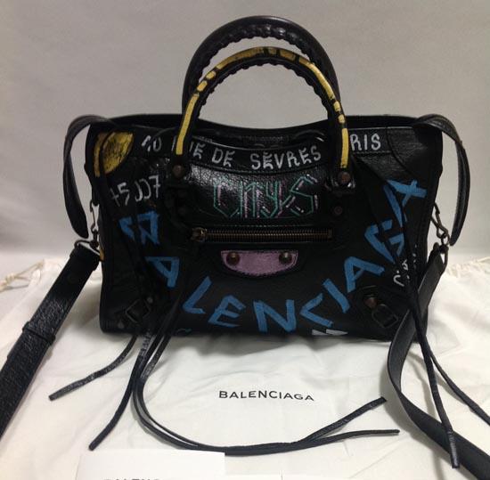 【関税込】 新作◆BALENCIAGA◇City Graffiti レザー トート S ブラック 7090104